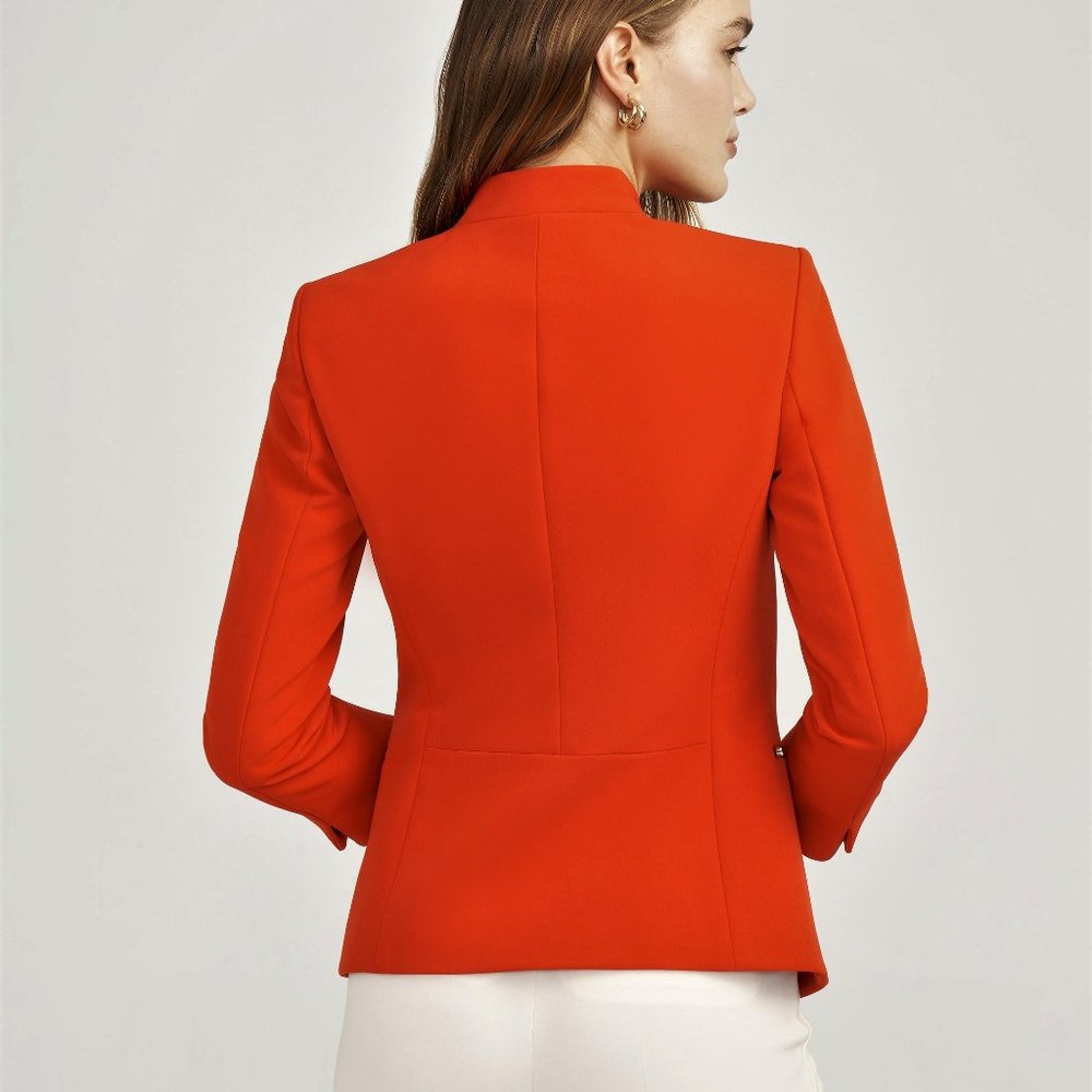 Anne Klein Stretch Zipper Pocket Open Front Jacket - Picture 2 of 4